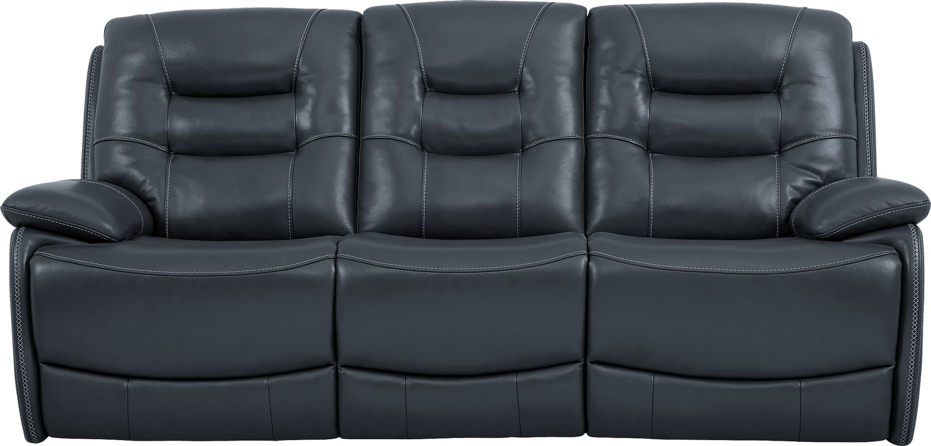 Carini Navy Leather Dual Power Reclining Sofa - Image 1