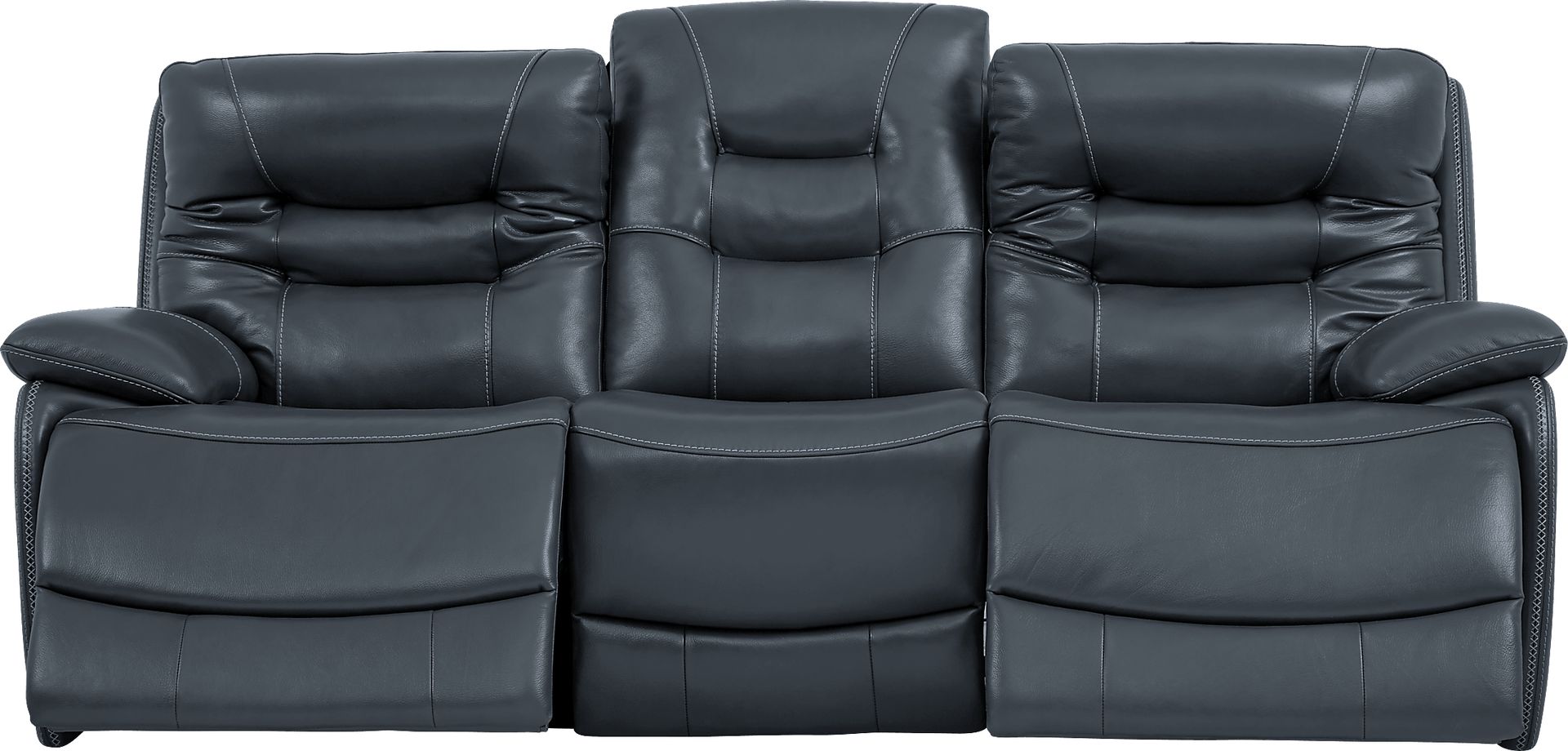 Carini Navy Leather Reclining Sofa - Image 2