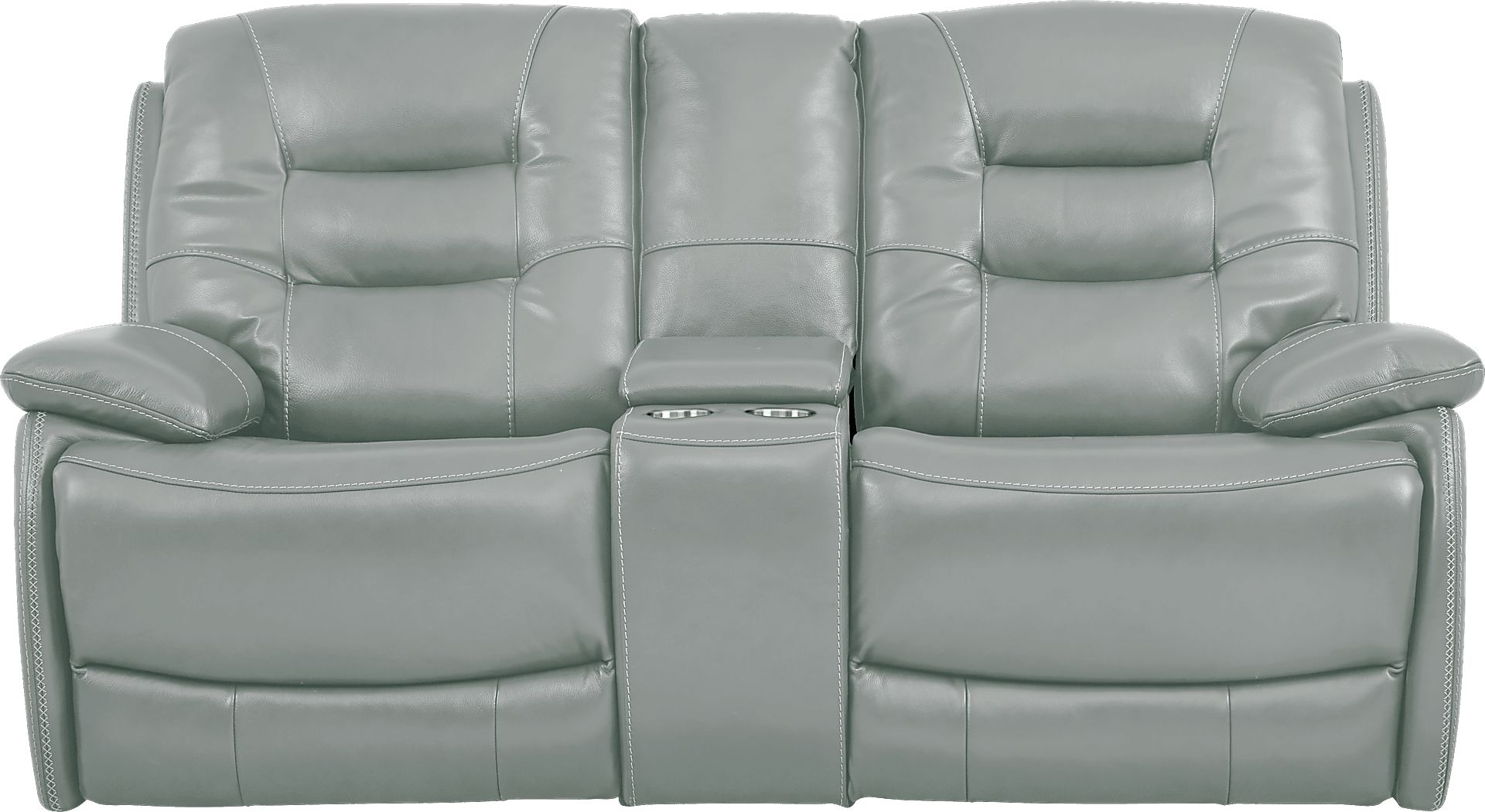 Carini Seafoam Leather Dual Power Reclining Console Loveseat - Image 1