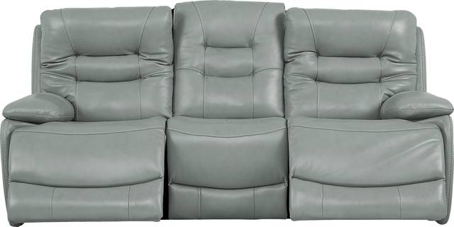 Carini Seafoam Leather Dual Power Reclining Sofa - Thumbnail - Image 2