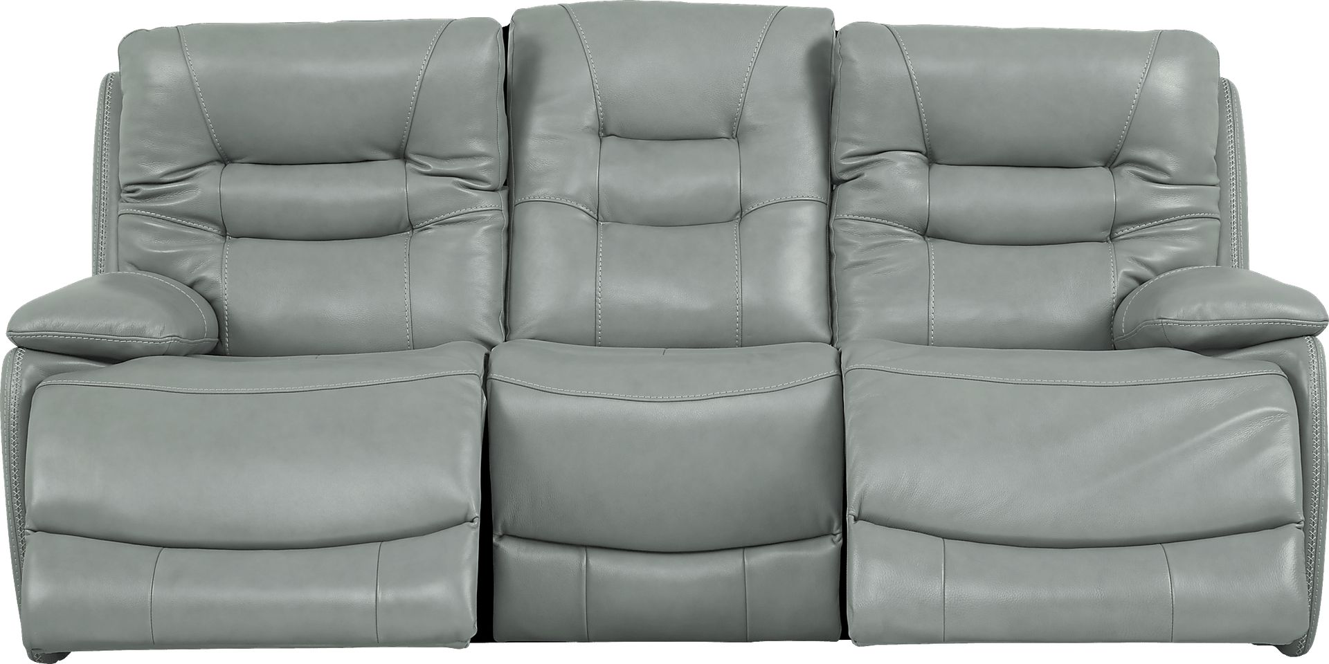 Carini Seafoam Leather Dual Power Reclining Sofa - Image 2
