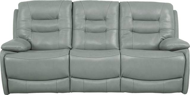 Carini Seafoam Leather Dual Power Reclining Sofa - Thumbnail - Image 1