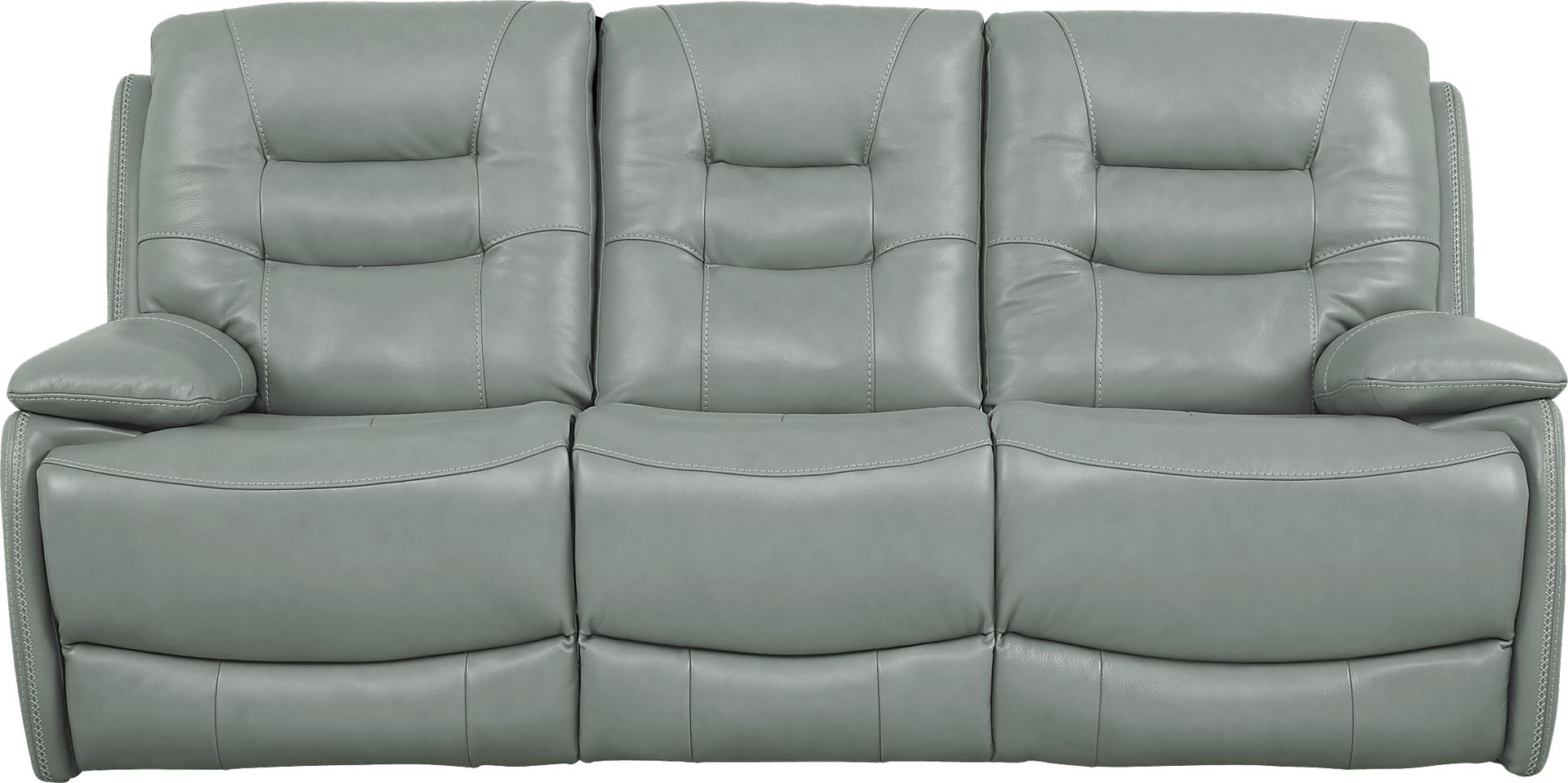 Carini Seafoam Leather Dual Power Reclining Sofa - Image 1