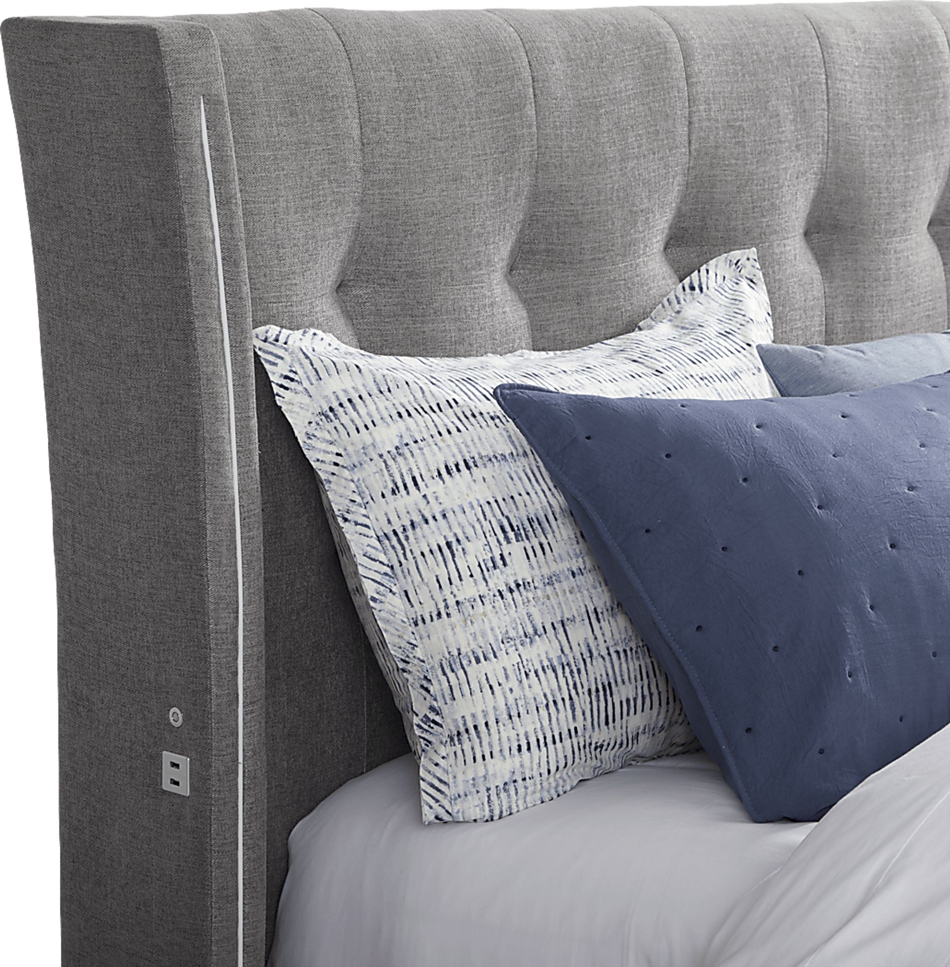 Park Slope Gray 5 Pc Queen Upholstered Bedroom - Image 4