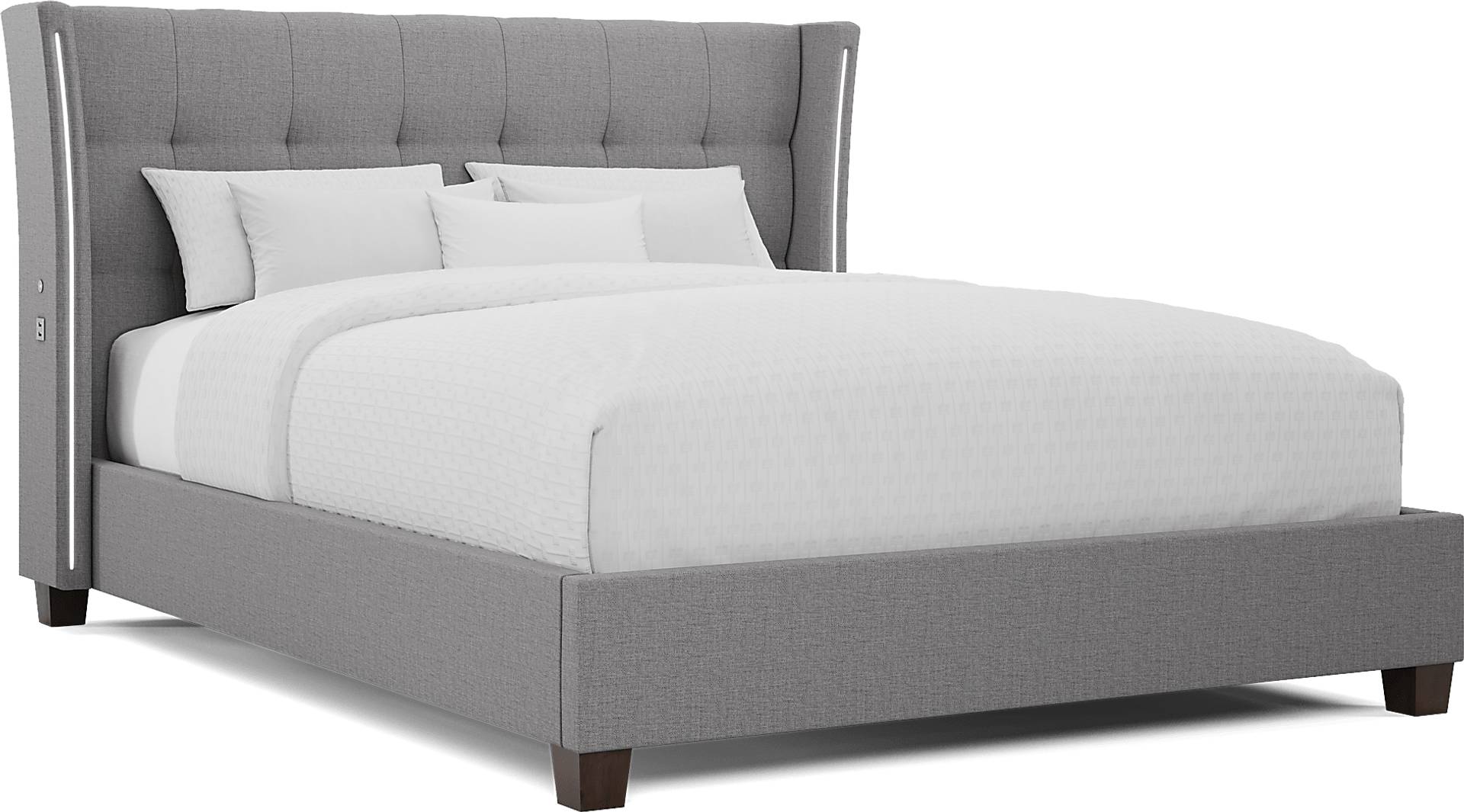 gray 3 pc queen upholstered bed