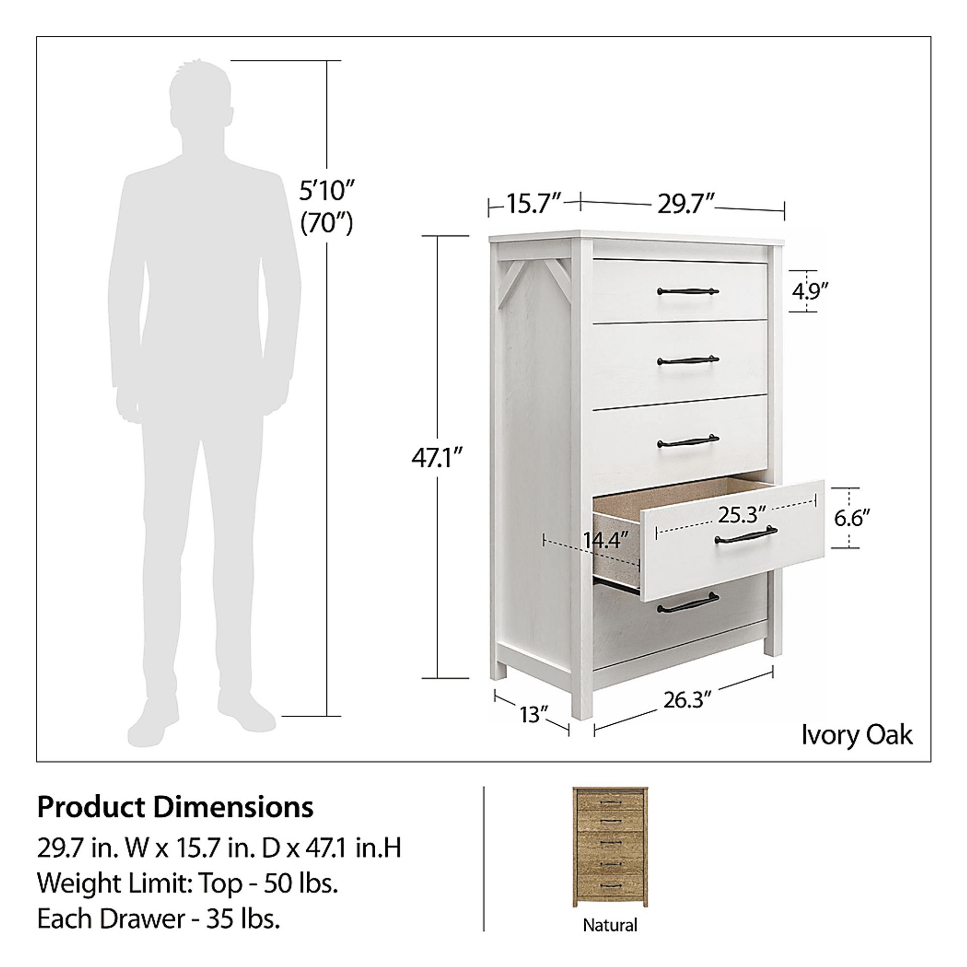 Carmarthen Oak 5 Drawer Chest - Image 12