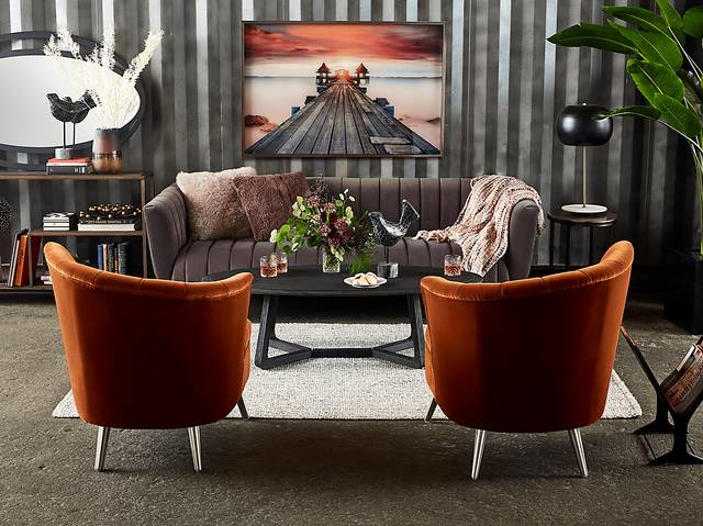 Carmela Orange Right Side Accent Chair - Thumbnail - Image 5