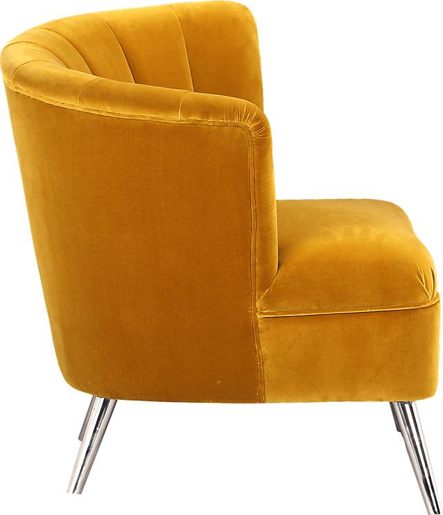 Carmela Yellow Left Side Accent Chair - Thumbnail - Image 4