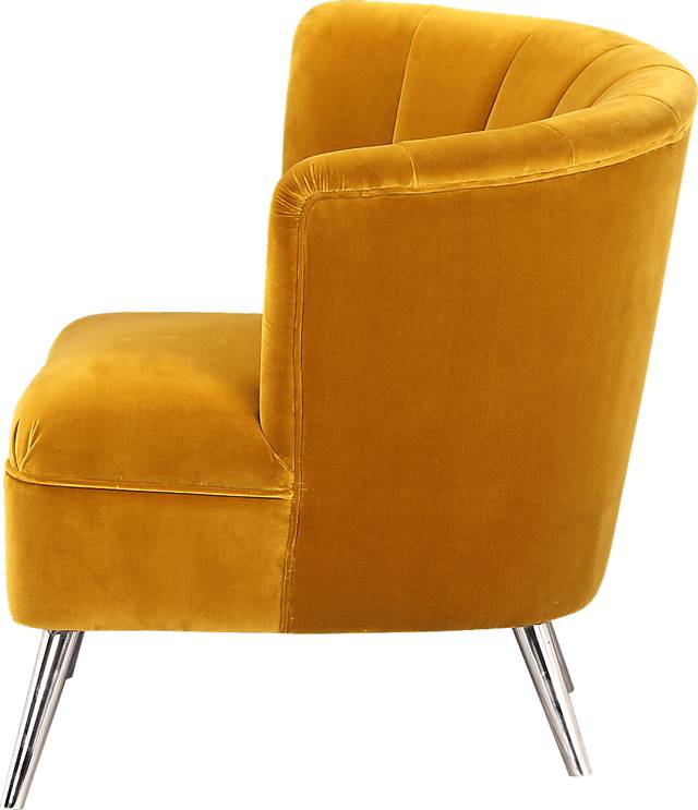 Carmela Yellow Right Side Accent Chair - Thumbnail - Image 4