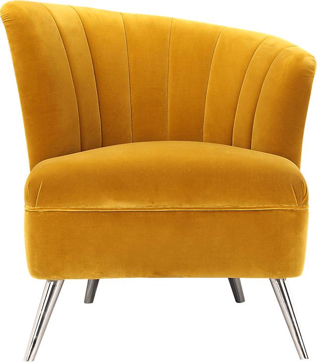 Carmela Yellow Right Side Accent Chair - Thumbnail - Image 1