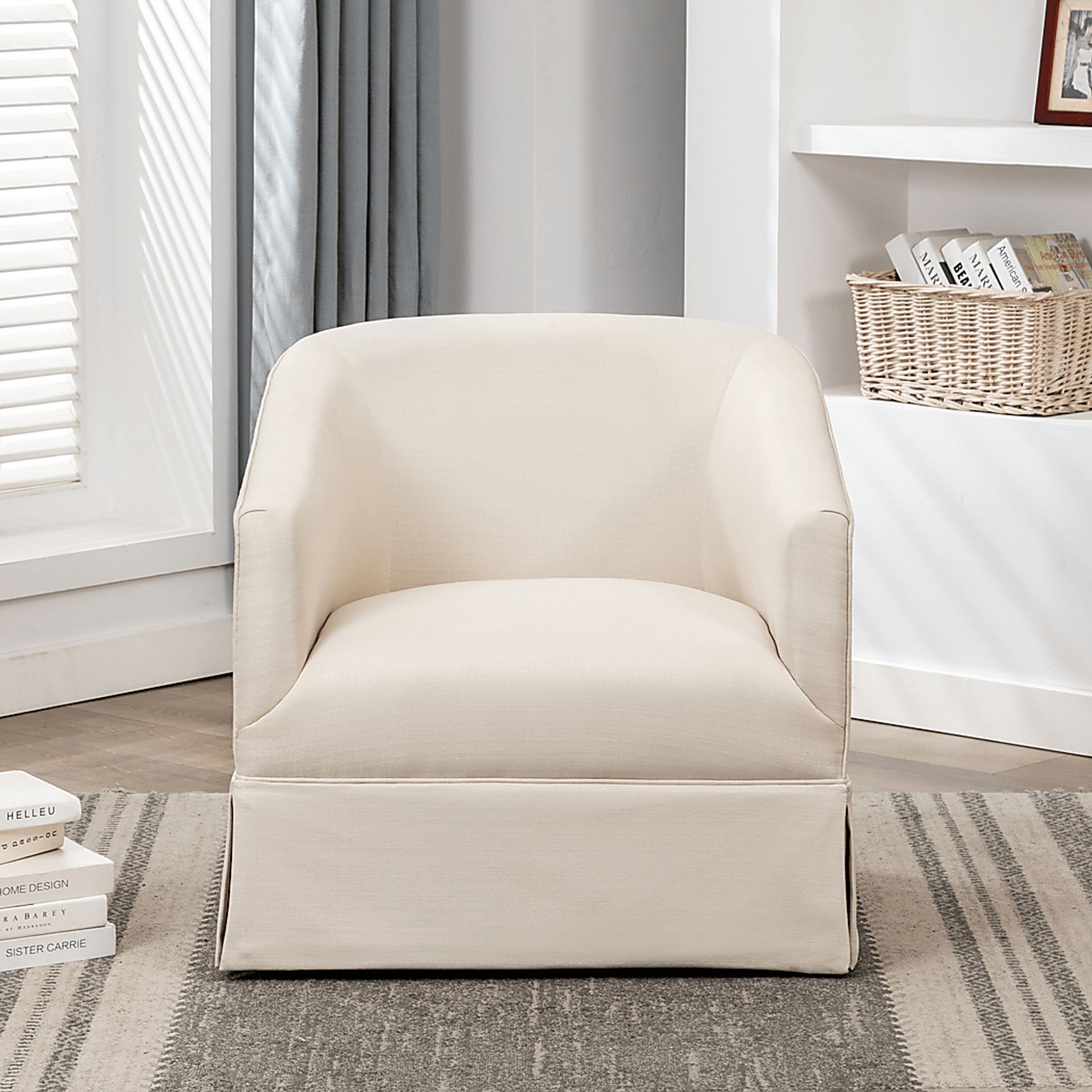 Carmick Beige Swivel Chair - Image 11