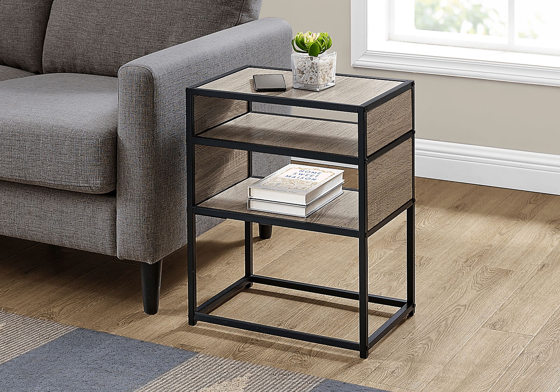 Carmon Circle Taupe Accent Table - Image 3