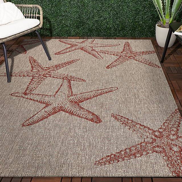 Carnsoll Coral/Beige 5' x 7' Indoor/Outdoor Rug - Thumbnail - Image 3