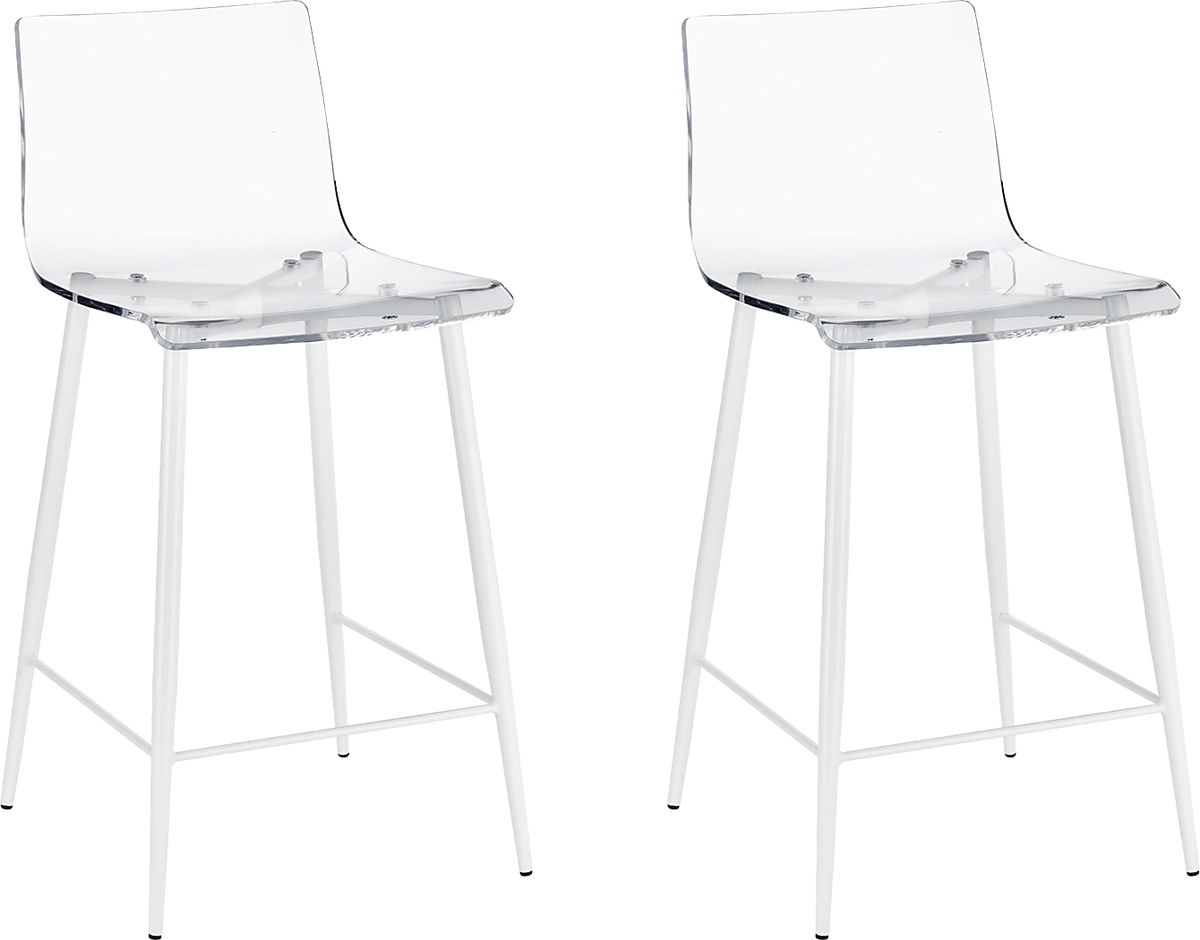 Carolann Clear White Counter Stool, Set Of 2 Rooms to Go