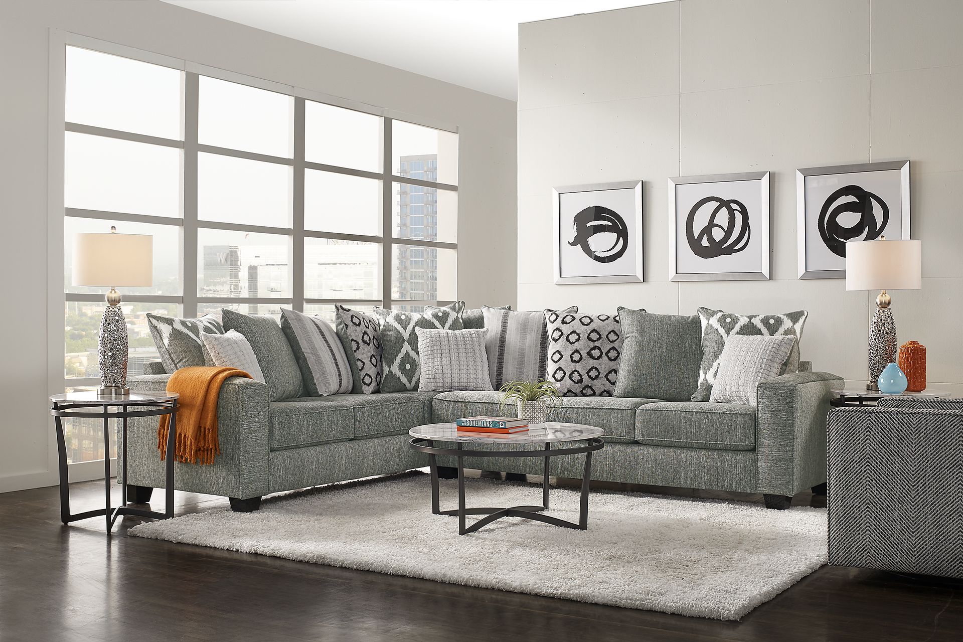 Carole Court Gray 2 Pc Gel Foam Sleeper Sectional - Image 2