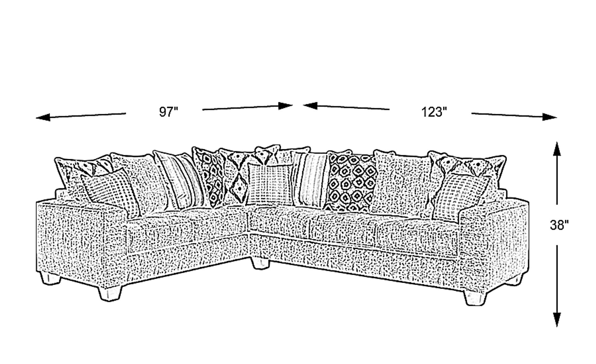 Carole Court Gray Polyester Fabric 2 Pc Right Arm Sofa Sectional