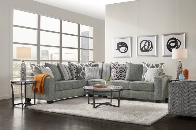 Carole Court Gray 2 Pc Sleeper Sectional - Thumbnail - Image 2