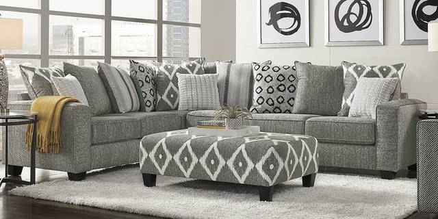 Carole Court Gray 5 Pc Sectional Living Room - Thumbnail - Image 1