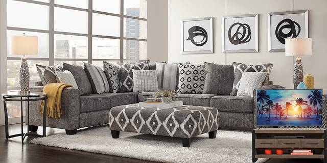 Carole Court Gray 6 Pc Sectional Living Room Plus 65 in. TV - Thumbnail - Image 1