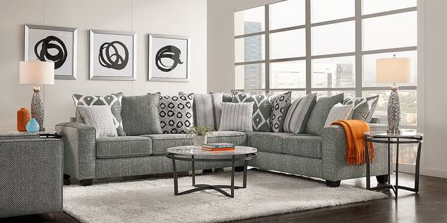 Carole Court Gray 6 Pc Sectional Living Room - Thumbnail - Image 1