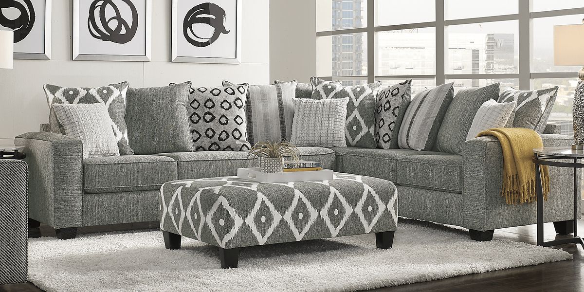 Cardiff Court Silver Gray Polyester Fabric Sofa - Rooms To Go