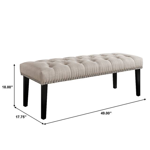 Caroline Beige Accent Bench - Thumbnail - Image 6