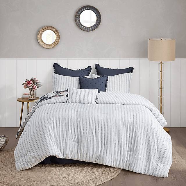 Carondelet Dark Blue 8 Pc King Comforter Set - Thumbnail - Image 2