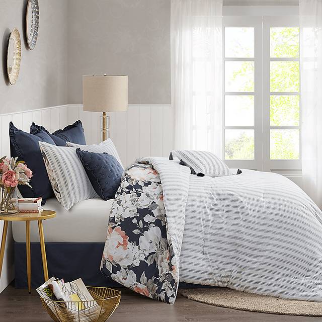 Carondelet Dark Blue 8 Pc King Comforter Set - Thumbnail - Image 8