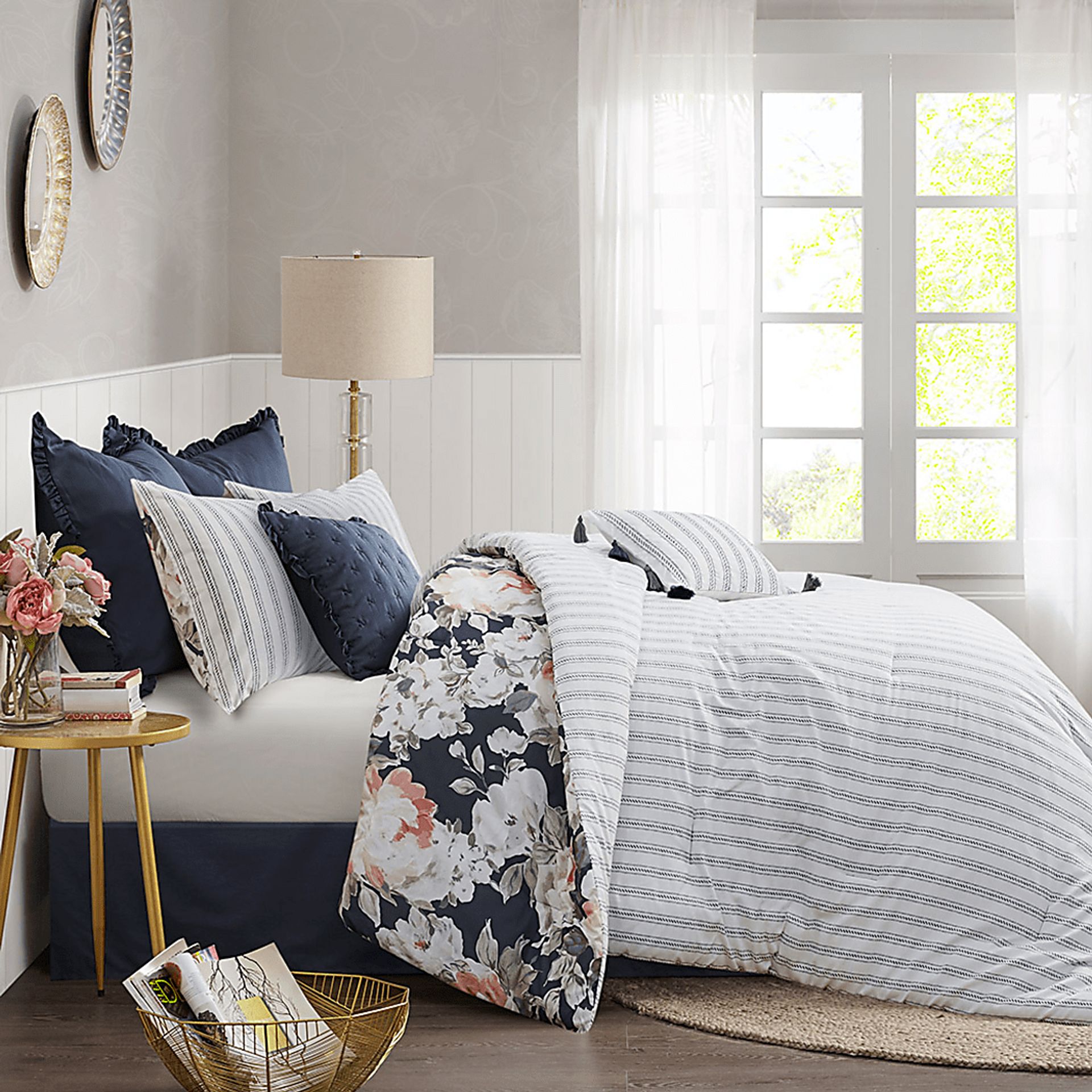 Carondelet Dark Blue 8 Pc King Comforter Set - Image 8