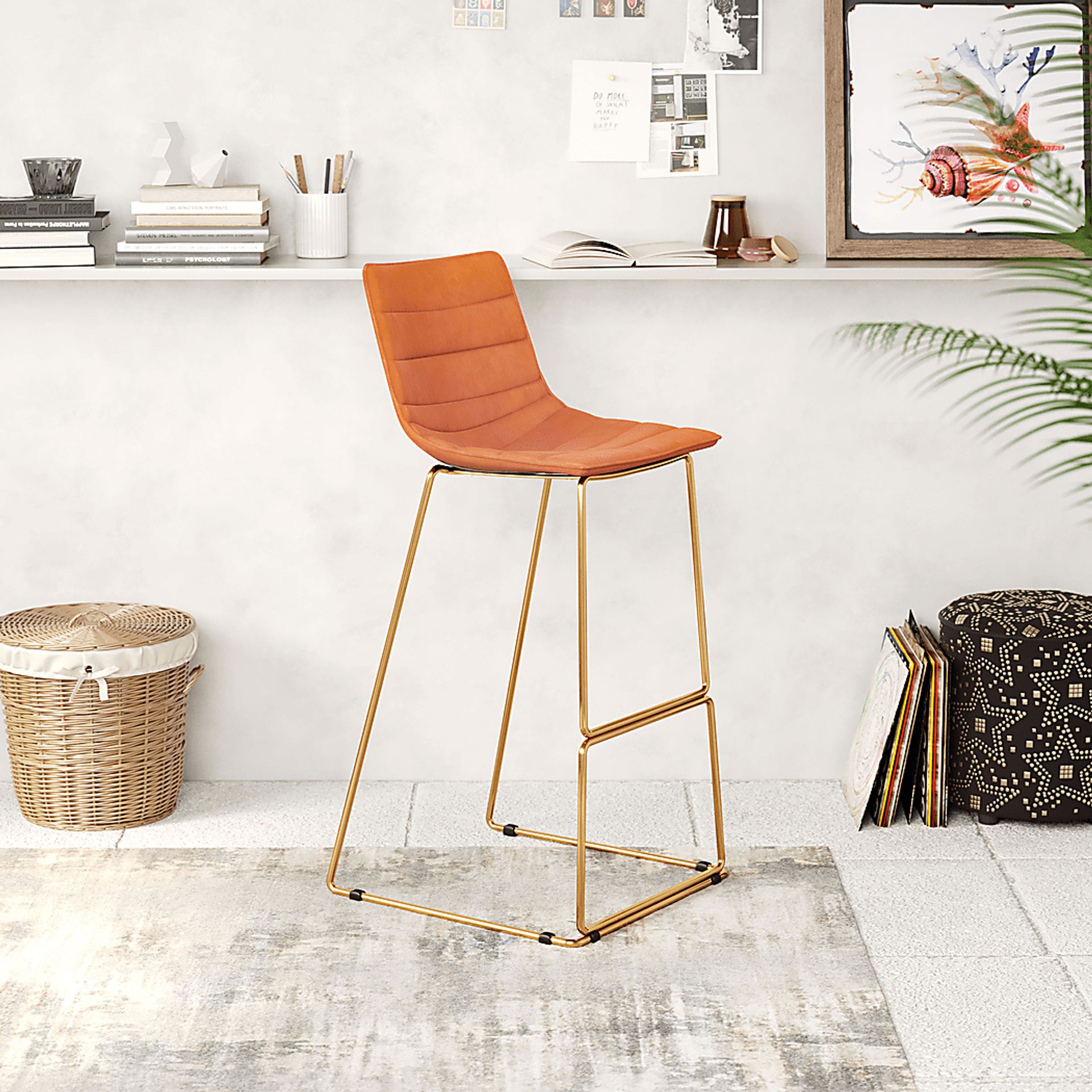 Carramore Orange Bar Height Stool, Set of 2 - Image 3