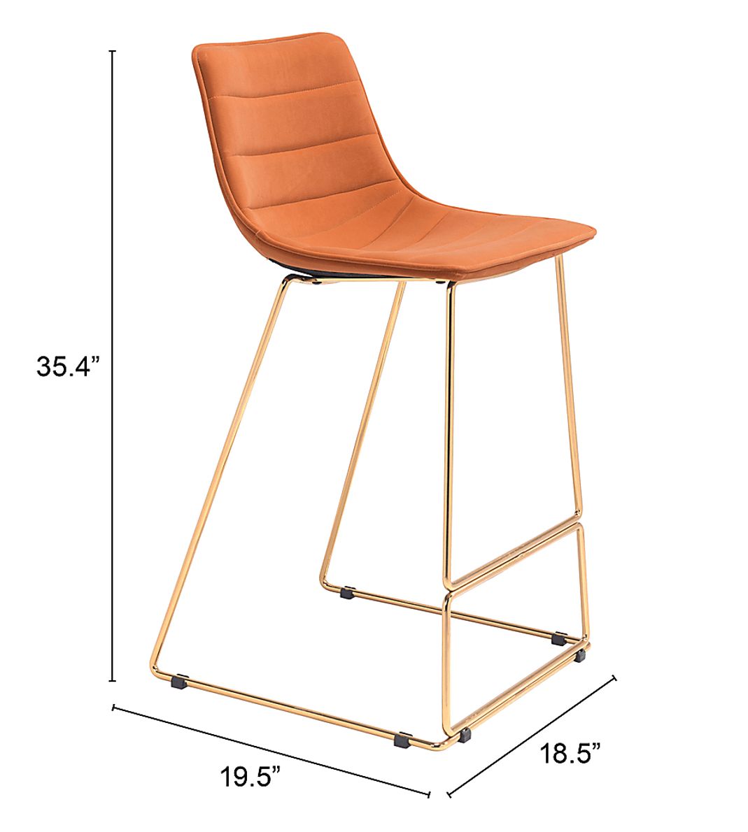 Carramore Orange Bar Height Stool, Set of 2