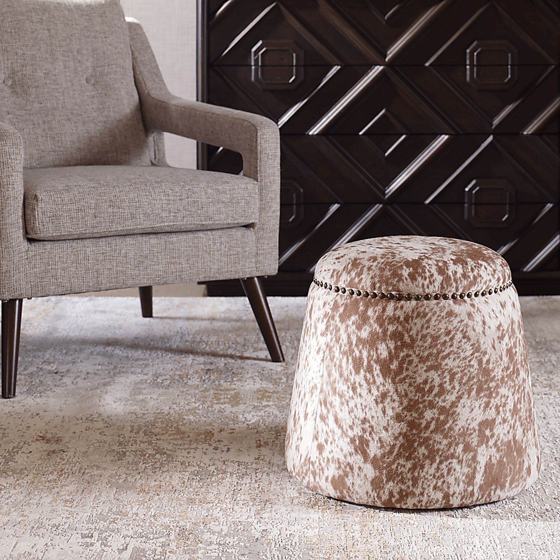 Carrere Brown Ottoman - Image 3