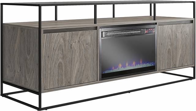 Carterette Gray 59 in. Console with Electric Fireplace - Thumbnail - Image 3