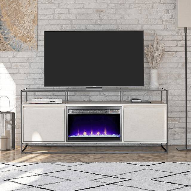 Carterette White 59 in. Console with Electric Fireplace - Thumbnail - Image 9