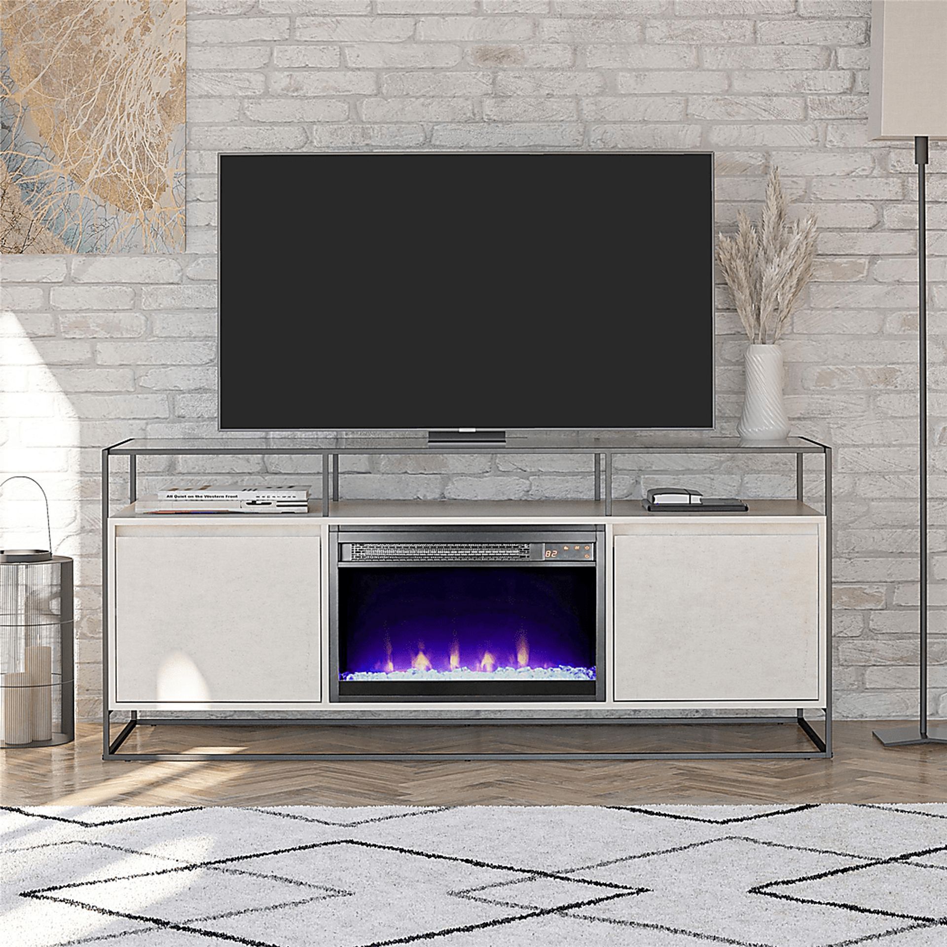 Carterette White 59 in. Console with Electric Fireplace - Image 9