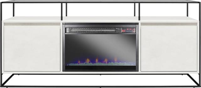 Carterette White 59 in. Console with Electric Fireplace - Thumbnail - Image 1
