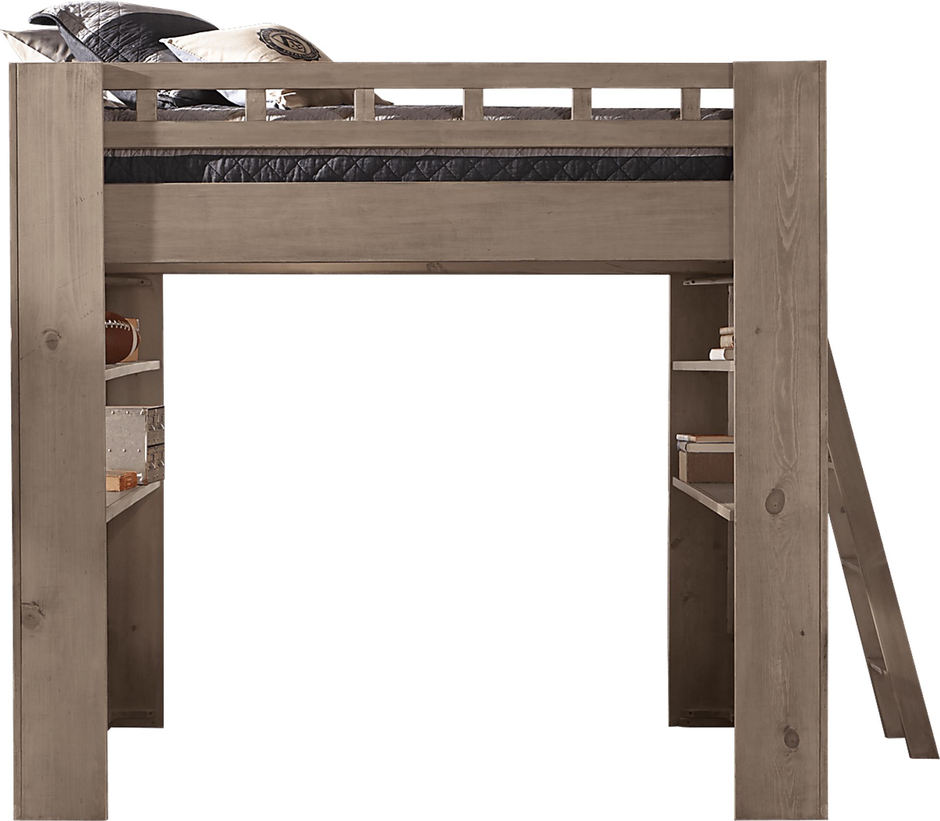 Carter's Kids Collection Lost Creek Gray Twin Loft Bed with Shelves - Image 1