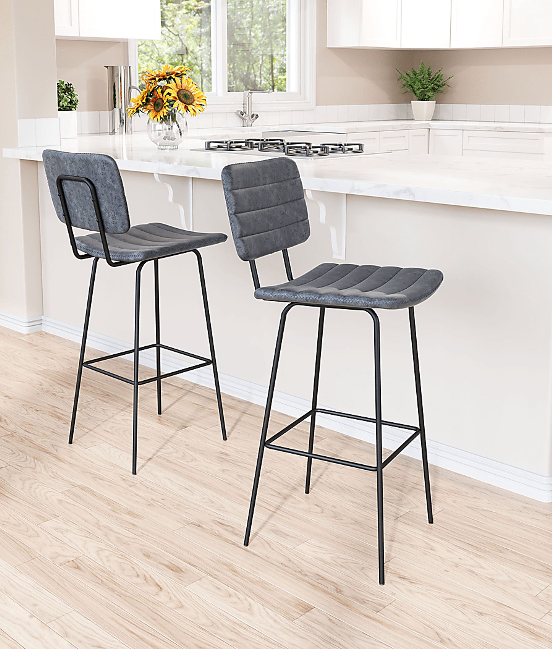 Carylynn Black Bar Height Stool, Set of 2 - Image 2