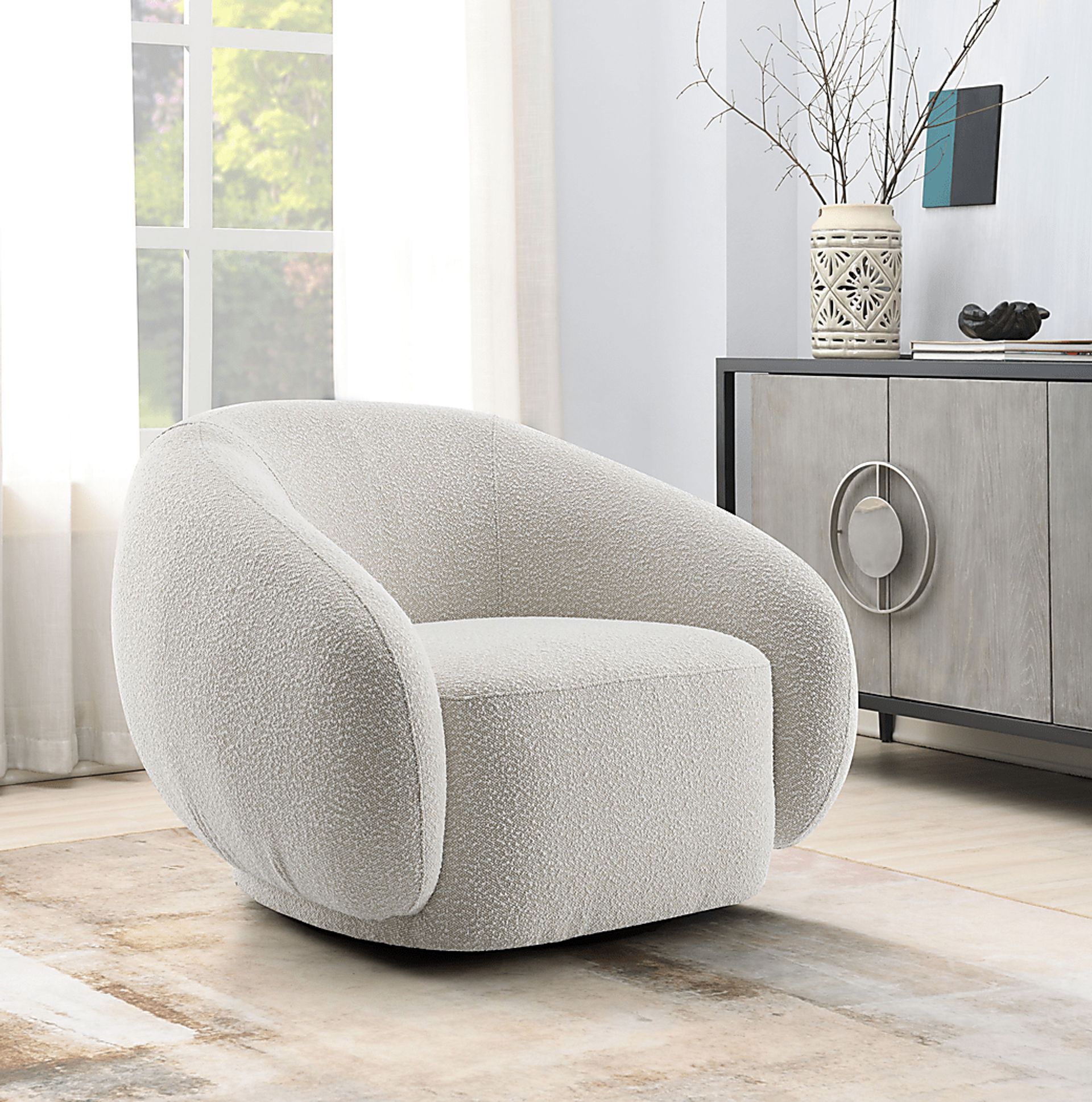 Carzalia Cream Swivel Accent Chair - Image 2