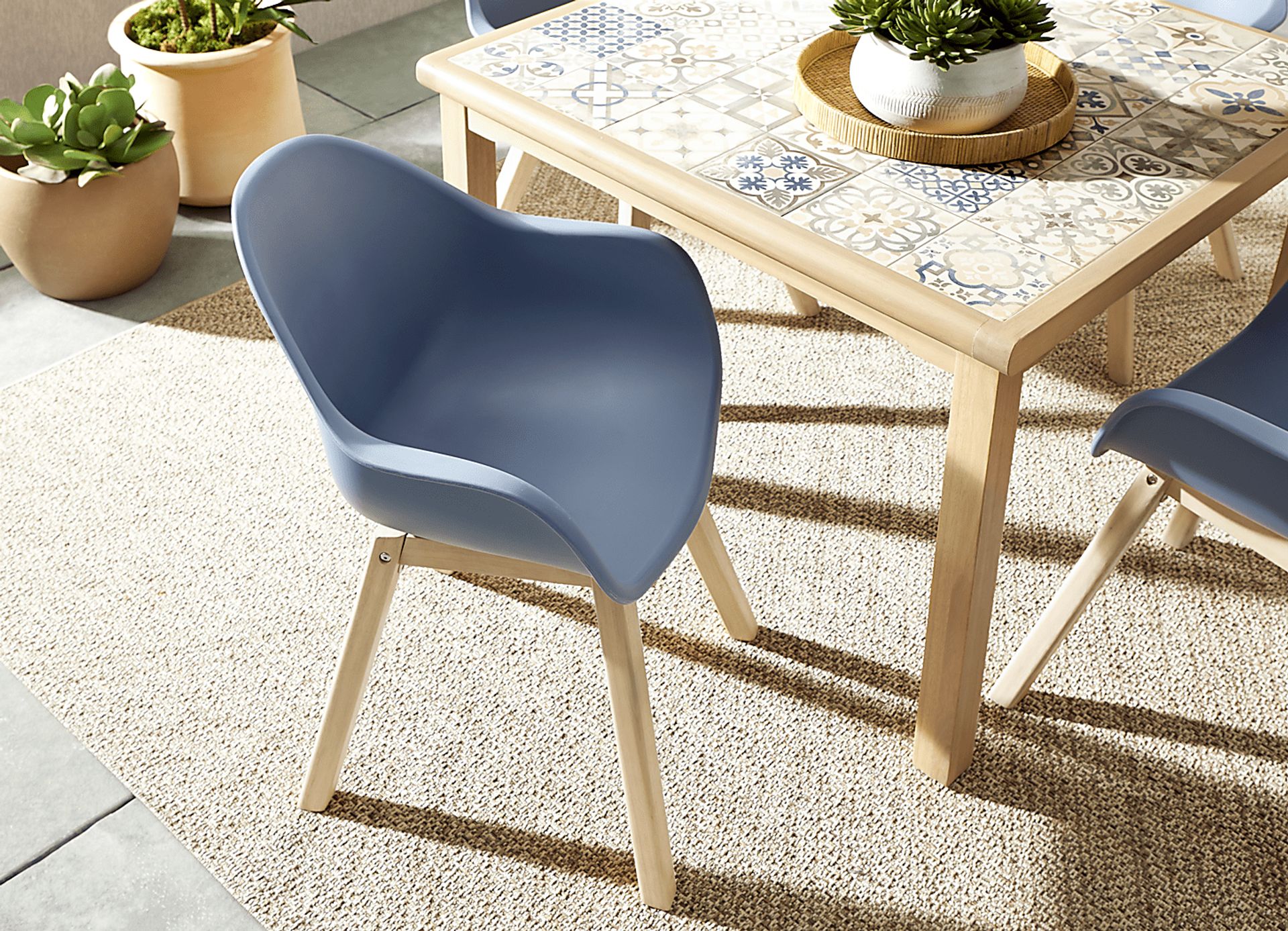 Casa Villa Multi 5 Pc Outdoor Dining Set with Blue Chairs - Image 8