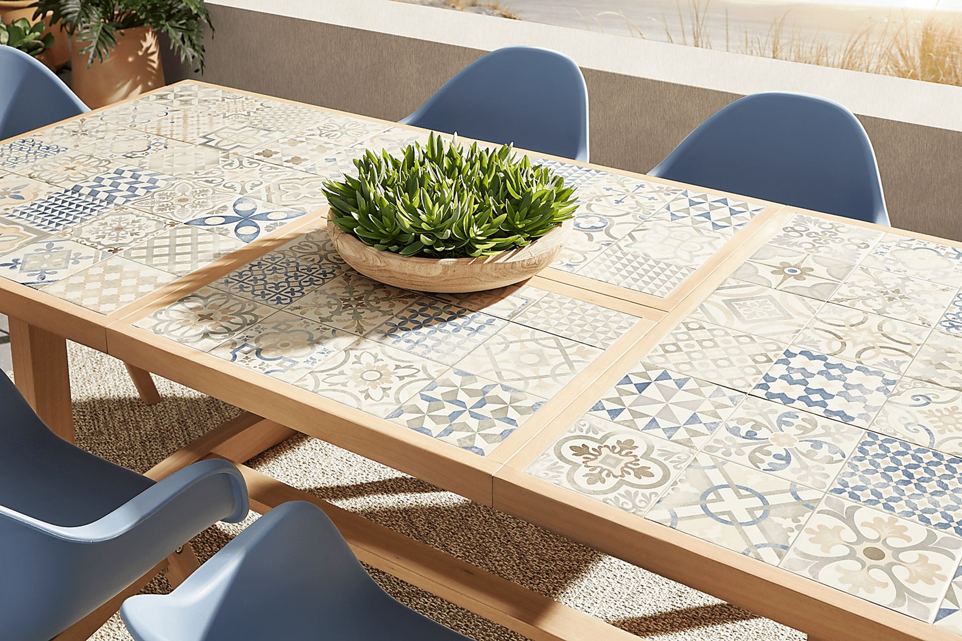 Casa Villa Multi 7 Pc Outdoor Extension Dining Set with Green Chairs - Image 3