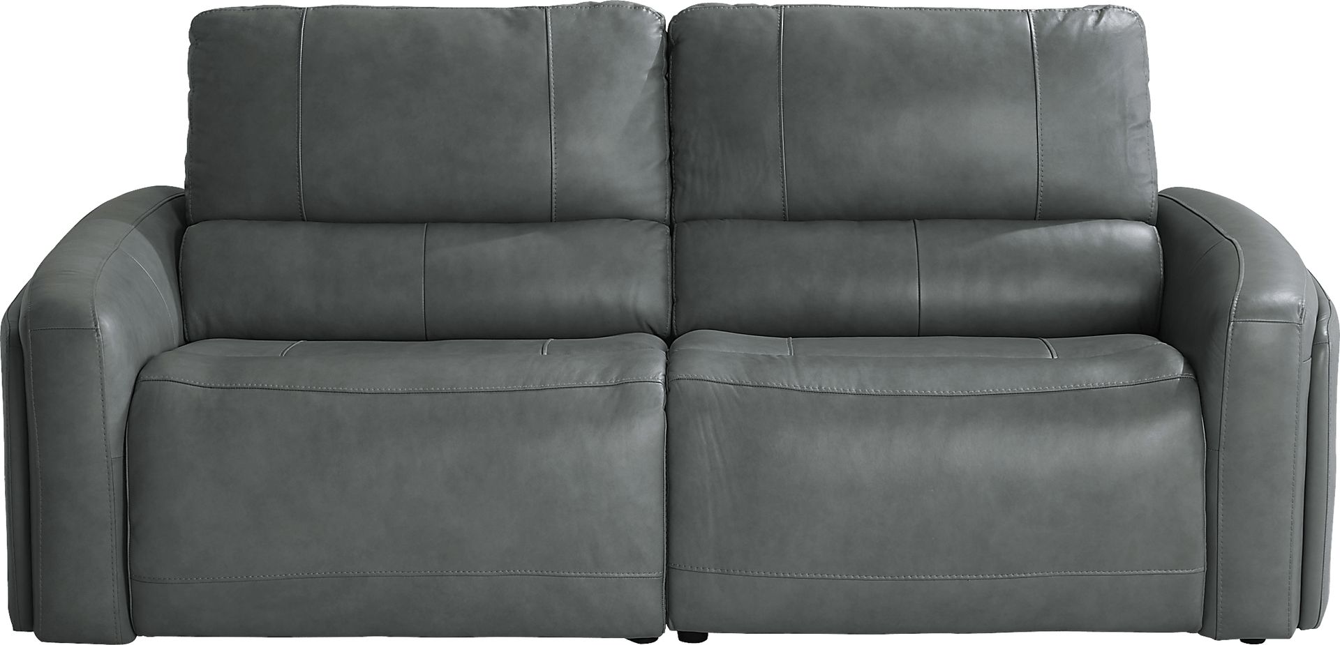Cascade Way by Shaquille O'Neal Home Blue Leather 2 Pc Dual Power Reclining Sofa - Image 2