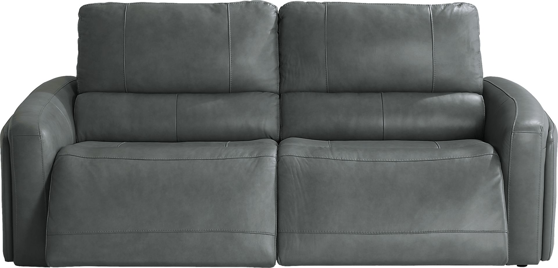 Cascade Way by Shaquille O'Neal Home Blue Leather 2 Pc Dual Power Reclining Sofa - Image 1