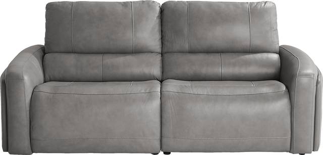 Cascade Way by Shaquille O'Neal Home Gray Leather 2 Pc Dual Power Reclining Sofa - Thumbnail - Image 2