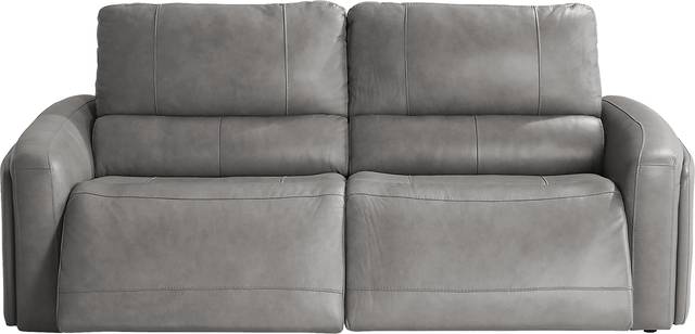 Cascade Way by Shaquille O'Neal Home Gray Leather 2 Pc Dual Power Reclining Sofa - Thumbnail - Image 1