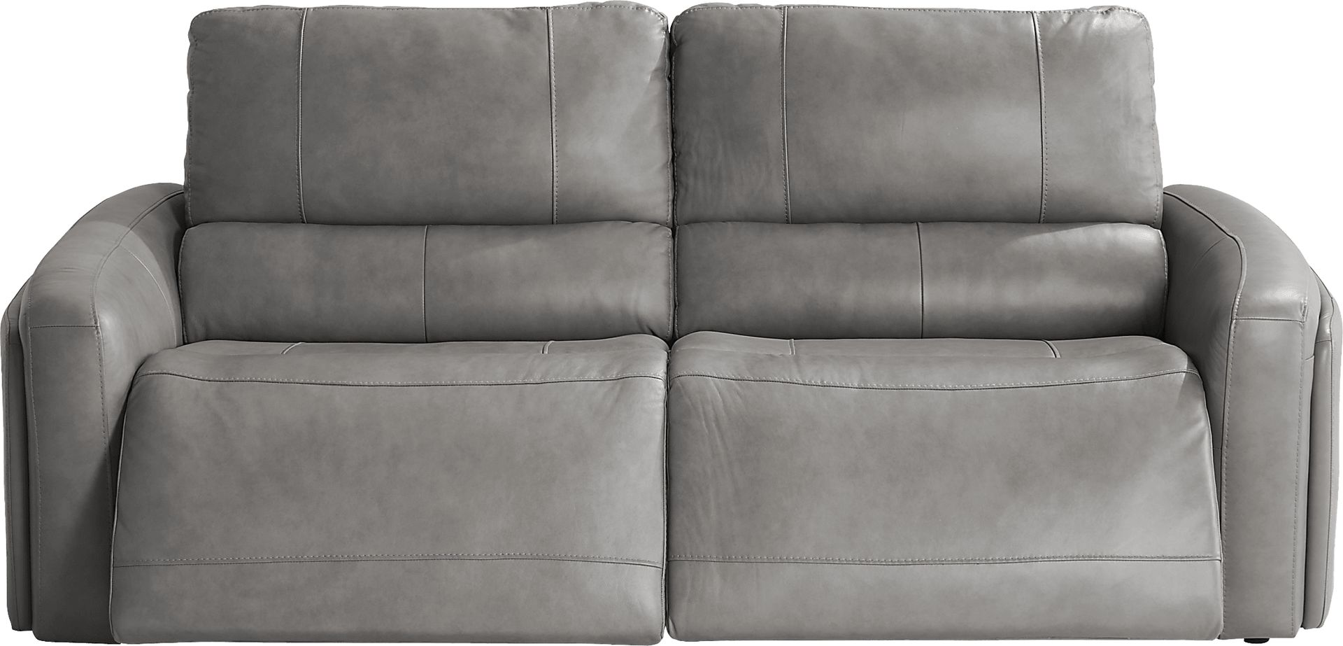 Cascade Way by Shaquille O'Neal Home Gray Leather 2 Pc Dual Power Reclining Sofa - Image 1