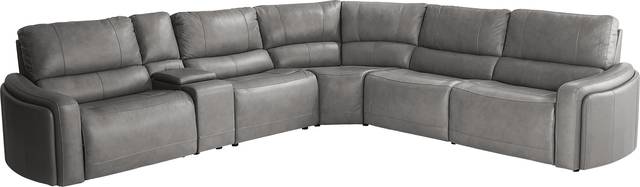 Cascade Way by Shaquille O'Neal Home Gray Leather 6 Pc Dual Power Reclining Sectional - Thumbnail - Image 3