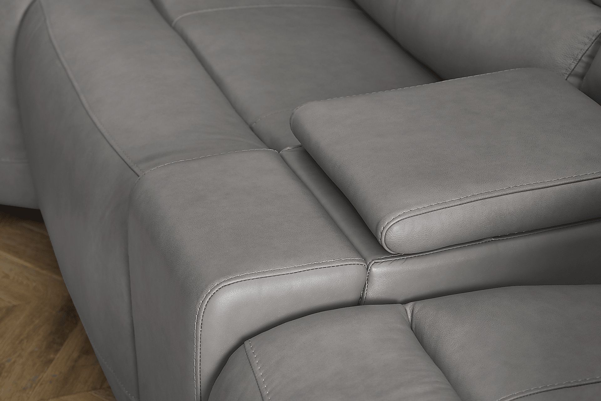 Cascade Way by Shaquille O'Neal Home Gray Leather 6 Pc Dual Power Reclining Sectional - Image 5