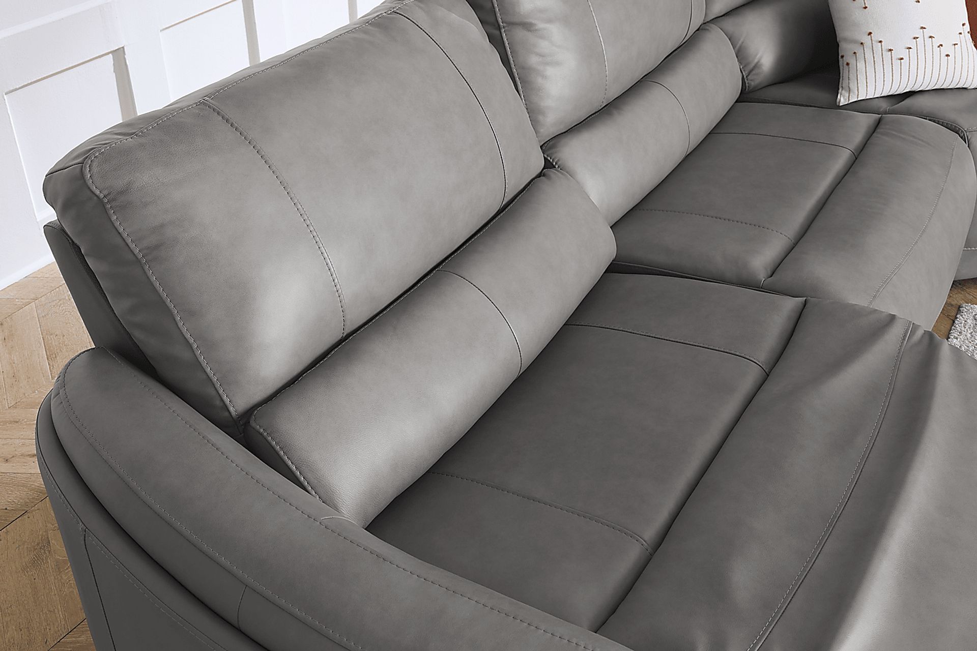 Cascade Way by Shaquille O'Neal Home Gray Leather 6 Pc Dual Power Reclining Sectional - Image 7