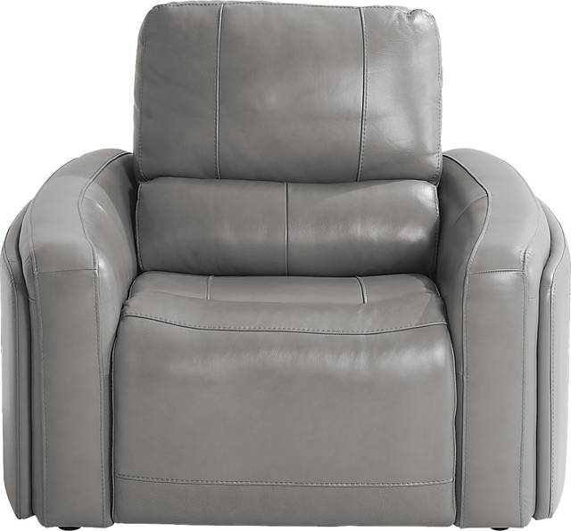 Cascade Way by Shaquille O'Neal Home Gray Leather Dual Power Recliner - Thumbnail - Image 2